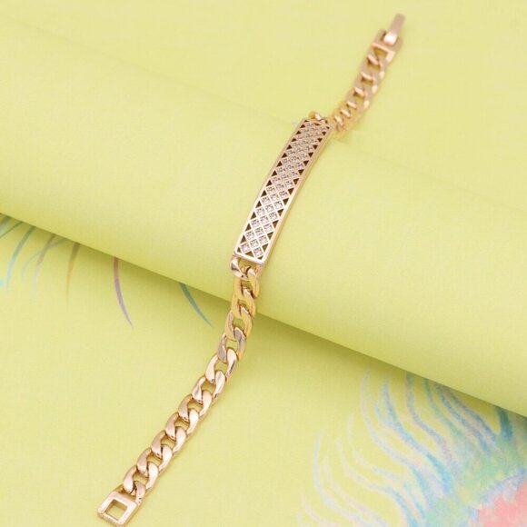 "Rose Gold Bracelet with Diamond Cut Lattice Design, XPBL0945 - Picture 4 of 12